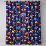 Underwater   with Scuba Divers    Starfish and Whale on Rich Purple Background  Readymade Eyelet Ring Top Thermal 100% Blackout Curtains