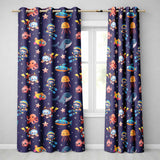 Underwater   with Scuba Divers    Starfish and Whale on Rich Purple Background  Readymade Eyelet Ring Top Thermal 100% Blackout Curtains