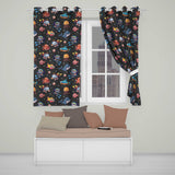 Underwater   with Scuba Divers  Starfish and Whale on Dark Charcoal Background  Readymade Eyelet Ring Top Thermal 100% Blackout Curtains