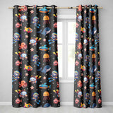 Underwater   with Scuba Divers  Starfish and Whale on Dark Charcoal Background  Readymade Eyelet Ring Top Thermal 100% Blackout Curtains