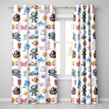 Cartoon Ocean  with various sea Creatures on Soft Beige Background  Readymade Eyelet Ring Top Thermal 100% Blackout Curtains