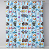Cartoon Ocean  with various sea Creatures Sea Creatures on Aqua Blue Background  Readymade Eyelet Ring Top Thermal 100% Blackout Curtains