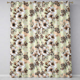 Elegant Beige Floral with Vintage Flowers and Leopard Print Aesthetic Design  Readymade Eyelet Ring Top Thermal 100% Blackout Curtains