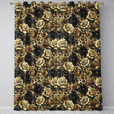 Vintage Floral and Leopard Print  in Neutral Beige and Black Tones  Readymade Eyelet Ring Top Thermal 100% Blackout Curtains