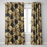 Vintage Floral and Leopard Print  in Neutral Beige and Black Tones  Readymade Eyelet Ring Top Thermal 100% Blackout Curtains