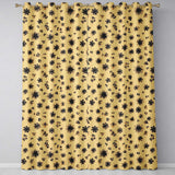 Abstract Leopard Spot and Floral Ditsy with Black Motifs Warm Beige Background  Readymade Eyelet Ring Top Thermal 100% Blackout Curtains
