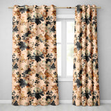 Artistic Watercolor Floral with Soft Neutral Tones Texture  Readymade Eyelet Ring Top Thermal 100% Blackout Curtains