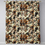 Elegant Neutral Floral and Leopard Print   with Hand Drawn Botanical Details  Readymade Eyelet Ring Top Thermal 100% Blackout Curtains