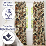 Elegant Neutral Floral and Leopard Print   with Hand Drawn Botanical Details  Readymade Eyelet Ring Top Thermal 100% Blackout Curtains