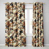Elegant Neutral Floral and Leopard Print   with Hand Drawn Botanical Details  Readymade Eyelet Ring Top Thermal 100% Blackout Curtains