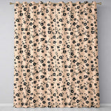 Ditsy Black Floral  on Soft Beige Background with Subtle Animal Print Texture  Readymade Eyelet Ring Top Thermal 100% Blackout Curtains