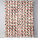 Classic Red Floral Botanical Navy Blue Leaves on Beige Background Vintage Style  Readymade Eyelet Ring Top Thermal 100% Blackout Curtains