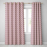 Classic Burgundy Damask Repeat  Cream Background Traditional Ornamental Style  Readymade Eyelet Ring Top Thermal 100% Blackout Curtains