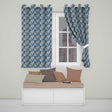 Vintage Blue Watercolour Floral Toile Seamless Pattern with Distressed Texture  Readymade Eyelet Ring Top Thermal 100% Blackout Curtains