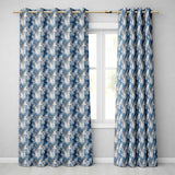 Vintage Blue Watercolour Floral Toile Seamless Pattern with Distressed Texture  Readymade Eyelet Ring Top Thermal 100% Blackout Curtains