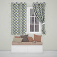 Elegant Blue Vintage Floral Damask   on Textured Neutral Background  Readymade Eyelet Ring Top Thermal 100% Blackout Curtains
