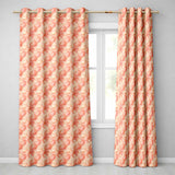 Abstract Feather Swirl  in Soft Coral and Cream Flowing Texture  Design  Readymade Eyelet Ring Top Thermal 100% Blackout Curtains