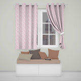 Soft Pink Watercolor Leaf  with Delicate Botanical Elements  Design  Readymade Eyelet Ring Top Thermal 100% Blackout Curtains