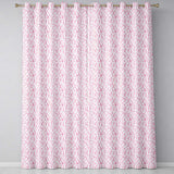 Soft Pink Watercolor Leaf  with Delicate Botanical Elements  Design  Readymade Eyelet Ring Top Thermal 100% Blackout Curtains