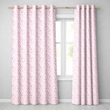 Soft Pink Watercolor Leaf  with Delicate Botanical Elements  Design  Readymade Eyelet Ring Top Thermal 100% Blackout Curtains