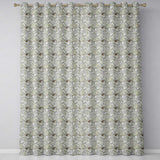 Elegant Beige Baroque Floral Scroll  with Ornate Vintage Texture  Design  Readymade Eyelet Ring Top Thermal 100% Blackout Curtains