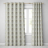 Elegant Beige Baroque Floral Scroll  with Ornate Vintage Texture  Design  Readymade Eyelet Ring Top Thermal 100% Blackout Curtains
