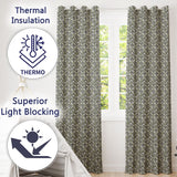 Elegant Geometric Heart Motif Pattern in Neutral Beige and Grey Seamless Design  Readymade Eyelet Ring Top Thermal 100% Blackout Curtains