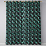 Dark Teal Floral Damask Pattern with Ornate Botanical Details Seamless Design  Readymade Eyelet Ring Top Thermal 100% Blackout Curtains
