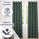 Dark Teal Floral Damask Pattern with Ornate Botanical Details Seamless Design  Readymade Eyelet Ring Top Thermal 100% Blackout Curtains