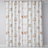 Cute Woodland Owls Mushrooms and Leaves Neutral Grey Background Seamless  Readymade Eyelet Ring Top Thermal 100% Blackout Curtains