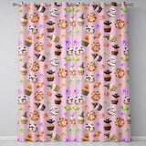 Cute Halloween Donuts Cupcakes Bats Candy and Pumpkins Pink Background   Readymade Eyelet Ring Top Thermal 100% Blackout Curtains