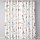 Bunny Rabbits with Flowers Carrots and Butterflies Soft Neutral Background   Readymade Eyelet Ring Top Thermal 100% Blackout Curtains