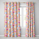 Kawaii Jellyfish Starfish and Sea Creatures Warm Peach Background   Readymade Eyelet Ring Top Thermal 100% Blackout Curtains