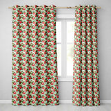 Vintage Style Strawberries and Blossoms on Soft Mint Green Background   Readymade Eyelet Ring Top Thermal 100% Blackout Curtains