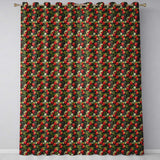 Rich Vintage Strawberries Leaves and Blossoms on Dark Background   Readymade Eyelet Ring Top Thermal 100% Blackout Curtains