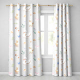 Cute Swan Ducklings Mushrooms and Flowers on Grey Background   Readymade Eyelet Ring Top Thermal 100% Blackout Curtains