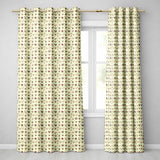 Elegant Vintage Hanging Heart and Floral Vine Seamless Pattern  Readymade Eyelet Ring Top Thermal 100% Blackout Curtains