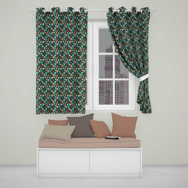 Cute Cartoon Multicolor Teddy Bears on Dark Background Seamless Pattern  Readymade Eyelet Ring Top Thermal 100% Blackout Curtains