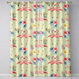 Elegant Pink Flamingos Tropical Flowers on Beige Background Seamless Pattern  Readymade Eyelet Ring Top Thermal 100% Blackout Curtains