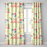 Elegant Pink Flamingos Tropical Flowers on Beige Background Seamless Pattern  Readymade Eyelet Ring Top Thermal 100% Blackout Curtains