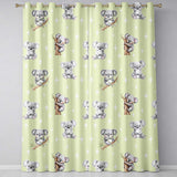 Cute Baby Koala Bears with Stars on Sage Green Background Seamless Pattern  Readymade Eyelet Ring Top Thermal 100% Blackout Curtains