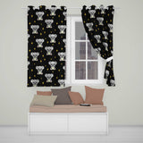 Cute Cartoon Koala Bears with Yellow Stars on Black Background Seamless Pattern  Readymade Eyelet Ring Top Thermal 100% Blackout Curtains