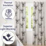 Cute Cartoon Koala Bears with White Stars on Light Beige Background   Readymade Eyelet Ring Top Thermal 100% Blackout Curtains