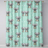 Cute Cartoon Koala Bears with White Stars on Mint Green Background   Readymade Eyelet Ring Top Thermal 100% Blackout Curtains