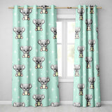 Cute Cartoon Koala Bears with White Stars on Mint Green Background   Readymade Eyelet Ring Top Thermal 100% Blackout Curtains