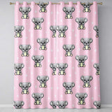 Cute Cartoon Koala Bears with White Stars on Soft Pink Background   Readymade Eyelet Ring Top Thermal 100% Blackout Curtains