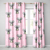 Cute Cartoon Koala Bears with White Stars on Soft Pink Background   Readymade Eyelet Ring Top Thermal 100% Blackout Curtains