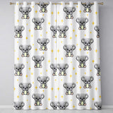 Cute Cartoon Koala Bears with Yellow Stars on Light Grey Background   Readymade Eyelet Ring Top Thermal 100% Blackout Curtains