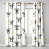 Cute Cartoon Koala Bears with Yellow Stars on Light Grey Background   Readymade Eyelet Ring Top Thermal 100% Blackout Curtains