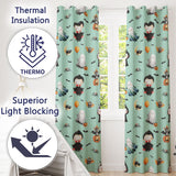 Cute Halloween Dracula Ghost Bats on Mint Green Background Seamless Pattern  Readymade Eyelet Ring Top Thermal 100% Blackout Curtains
